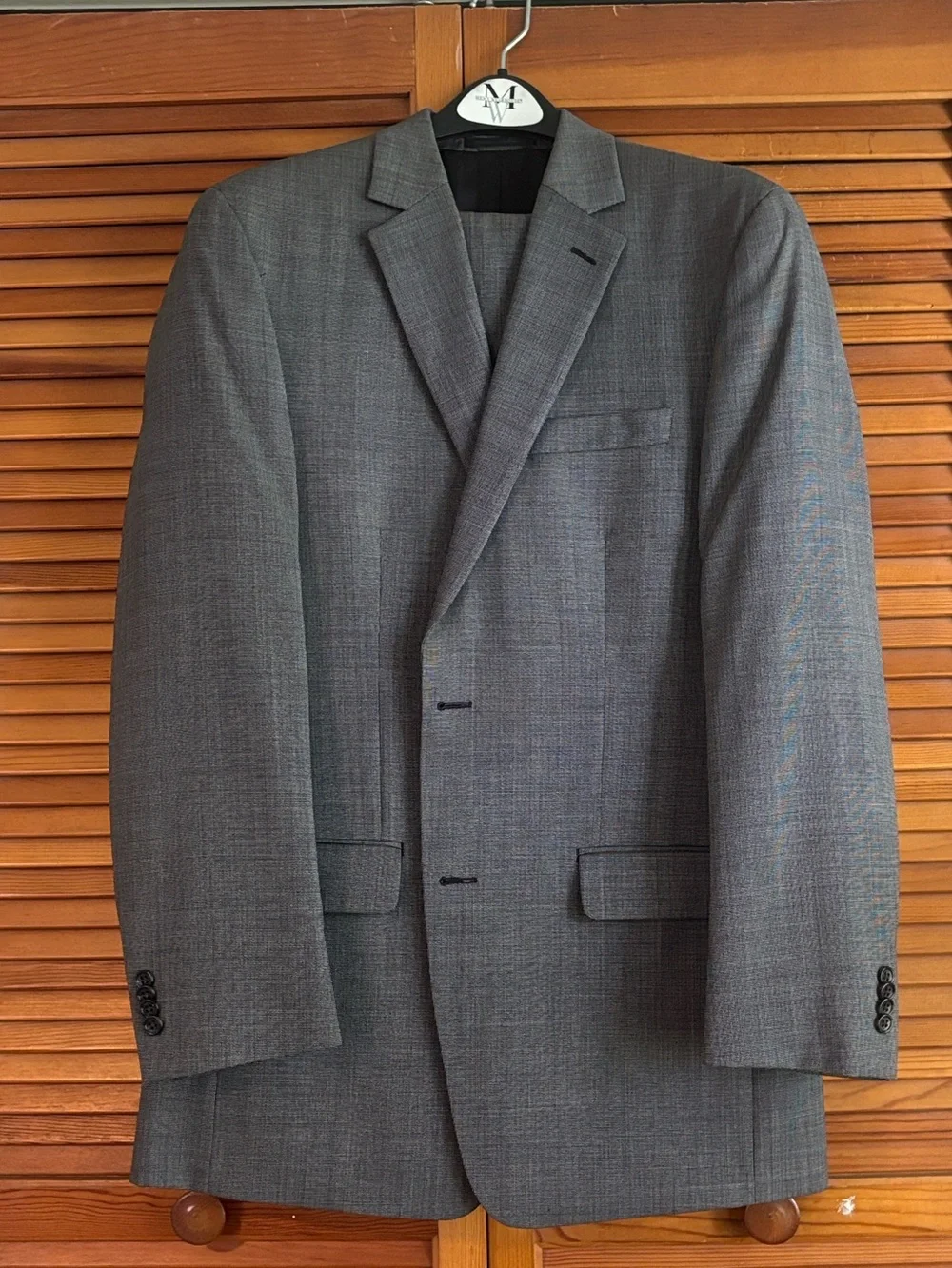 Calvin Klein Men's Gray 100% Wool Two-Button Career Wear Suit Jacket